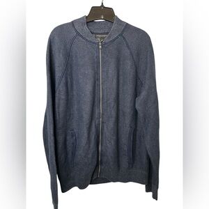 Banana Republic Supima Cotton Blue Zip Cardigan Sweater Jacket Large NWOT Black